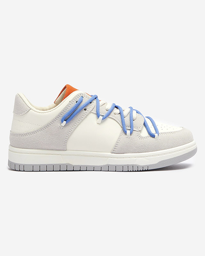 Weiß-graue Damen-Sport-Sneakers mit blauen Schnürsenkeln Olierinc - Schuhe