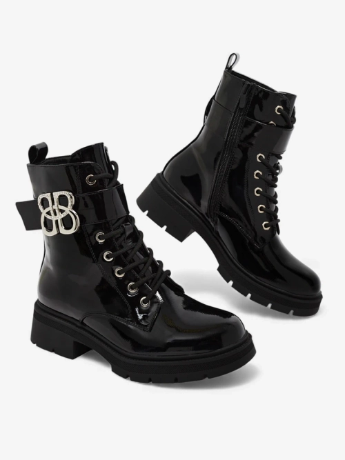 Botki Damskie Luna Czarne Skórzane Eleganckie na Jesień