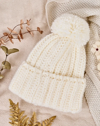 Royalfashion Damen Strickmütze mit Bommel