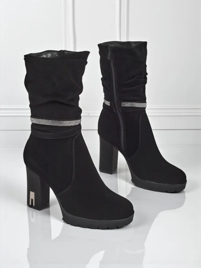 Matte Damen Stiefeletten mit Blockabsatz Ashen Bloom