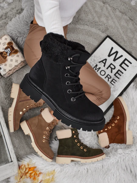 Damen Trapper Stiefeletten mit Fell Tessara