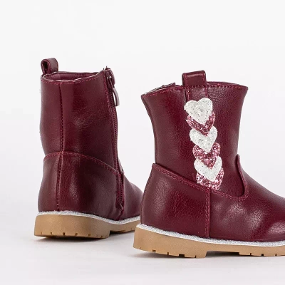Burgunder-Boots für Mädchen mit dekorativem Nokimi-Shoes-Obermaterial