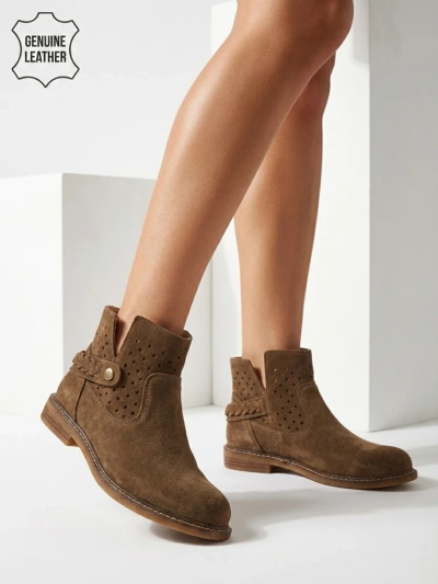 Ażurowe Damen-Stiefeletten aus Naturleder Unimi