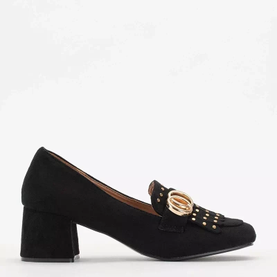 OUTLET Schwarze Pumps am Pfosten mit dekorativem Nell-Schuh-Obermaterial