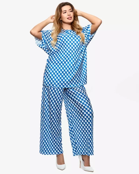 Blaues gemustertes Set für Damen - Kleidung