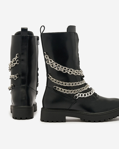 Royalfashion Damen Baggerstiefel in schwarz Goserre