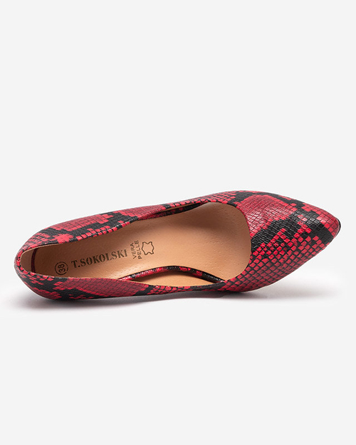 Чорно-червоні жіночі туфлі з тисненням під зміїну шкіру Zelixy - Взуття