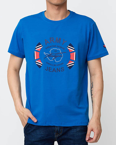 Hellblaues bedrucktes T-Shirt für Herren - Kleidung