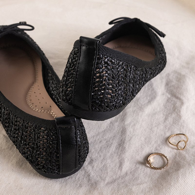 Wewo schwarze Damen geflochtene Ballerinas - Schuhe