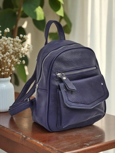 Damenrucksack Callista von Królewska Moda, Öko-Leder, marineblau