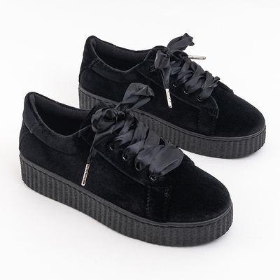 Schwarze Damen Plateau-Sneaker aus Velours Itoda - Schuhe