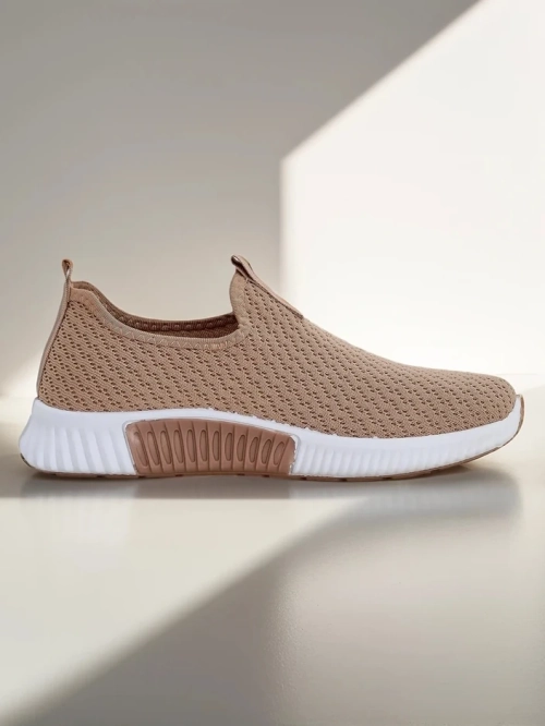 Жіночі сліпони Selene світло-коричневі, тканина, плоский каблук, комфорт