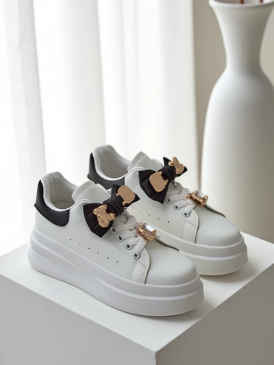 Royalfashion Damen Plattform-Sneaker mit Schleife Genimma