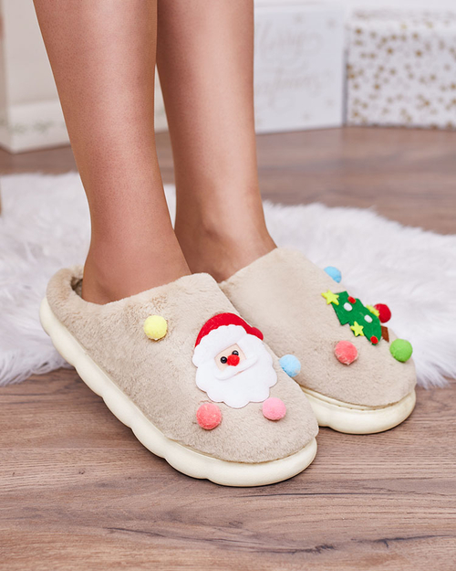 Різдвяні жіночі капці Royalfashion світло-коричневого кольору Fertemse