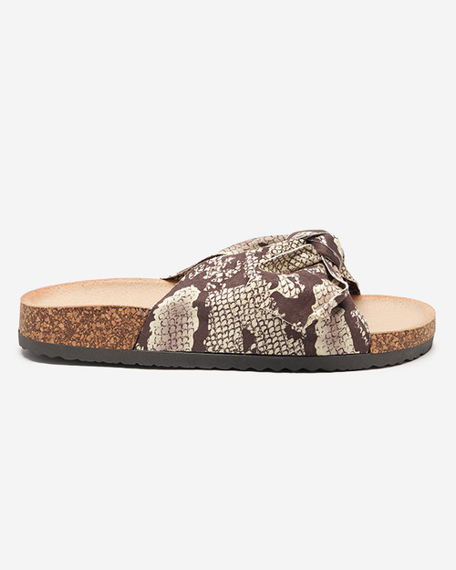 Коричневі тапочки з бантом Montiana - Взуття