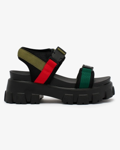 Royalfashion Grüne und schwarze Damen-Sandalen mit fester Sohle Rodeksi