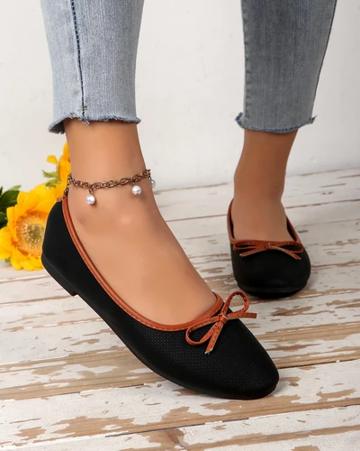 Royalfashion Damen Ballettschuhe mit Glitzer und einer Schleife Aramie