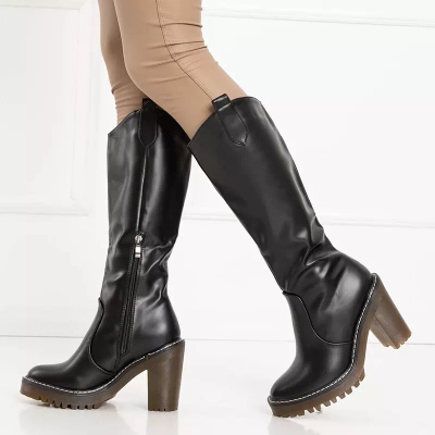 OUTLET Warme Damenstiefel in Schwarz Ziva - Schuhe