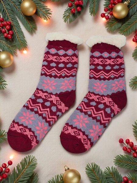 Warm gefütterte weihnachtliche Damen Socken WinterJoy