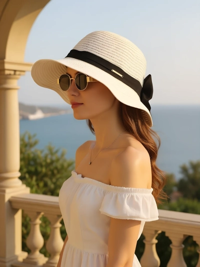 Royalfashion Damen Strohhut Belle Schleife