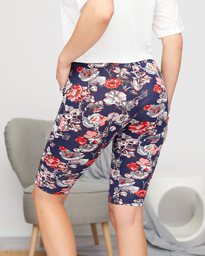 Жіночі шорти 3/4 з малюнком, темно-сині та червоні PLUS SIZE - Одяг