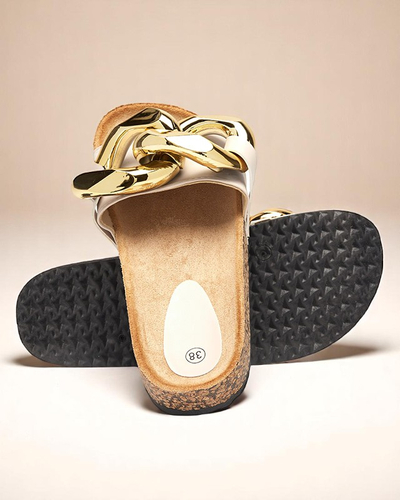 Жіночі бежеві тапочки з декором Sofig-Footwear