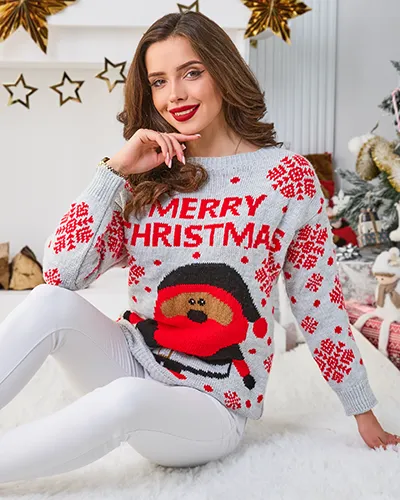 Royalfashion Damen Weihnachtspullover mit Weihnachtsmann