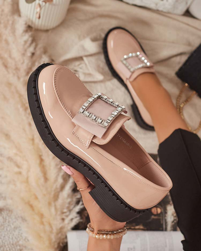 Lackschuhe mit Schnalle in Nude Fogim- Footwear