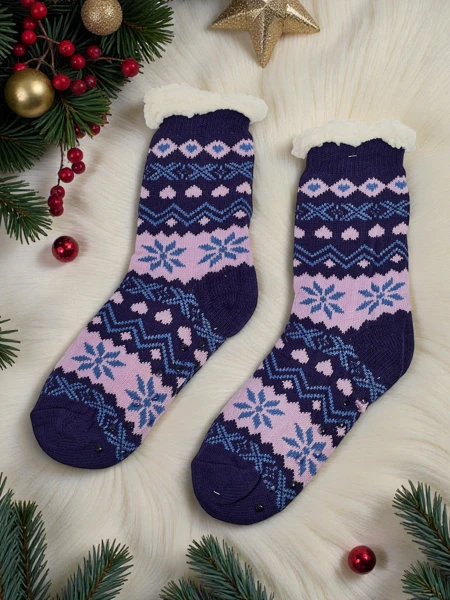 Warm gefütterte weihnachtliche Damen Socken WinterJoy