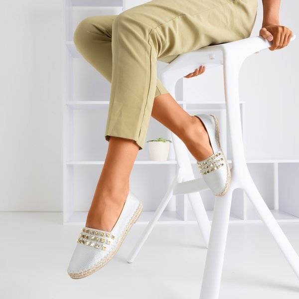 Silberne Damen-Espadrilles mit Anchu-Nieten - Schuhe 1