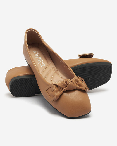 Damen-Ballerinas in Camel mit Verzierung auf der Nase Caxien- Footwear