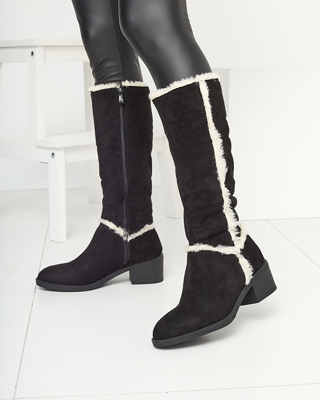 Schwarze Damenstiefel mit Fell Zerriva- Footwear