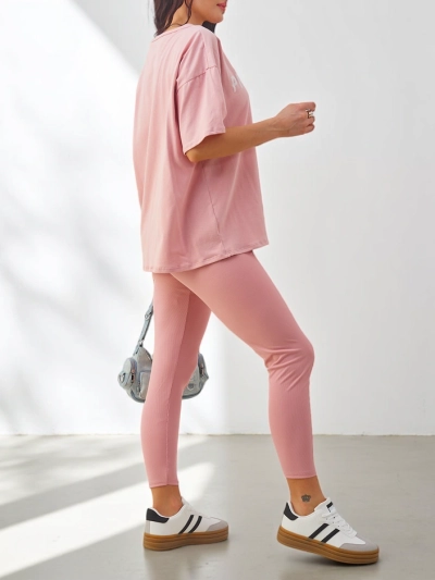 Royalfashion Damen Baumwollset mit kurzen Ärmeln und Leggings