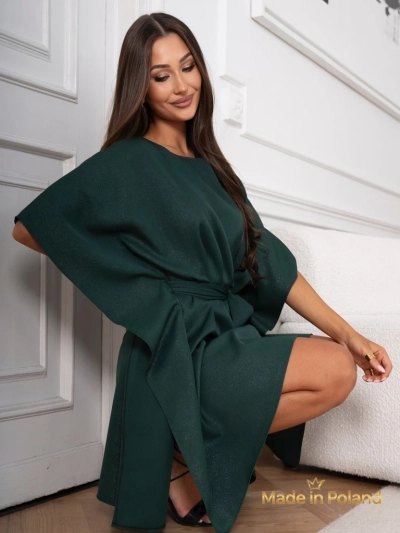 Сукня Serena Zielona z Paskiem i Rekawami Kimono - Elegancja i Komfort