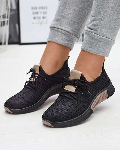 Schwarze Damen-Sportschuhe mit braunen Einsätzen Keteti - Schuhe