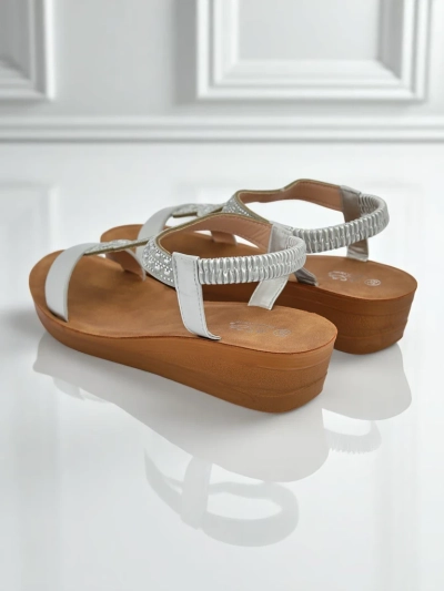 Royalfashion Жіночі сандалі на танкетці з цирконами Agaya