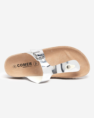Silberne Metallic-Hausschuhe für Damen Elotsi Flip-Flops - Schuhe