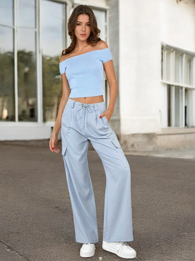 Royalfashion Damen weite Hose mit Taschen
