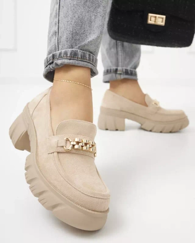 OUTLET Öko-Wildlederschuhe für Damen in Beige Elavis - Schuhe