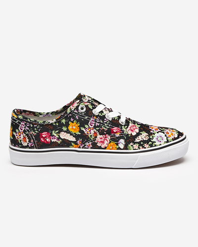 Schwarze Damen Sneaker mit Blumenmuster Surfi - Footwear