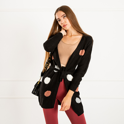 Schwarzer Damen-Knoten-Cardigan mit Farbpins - Kleidung