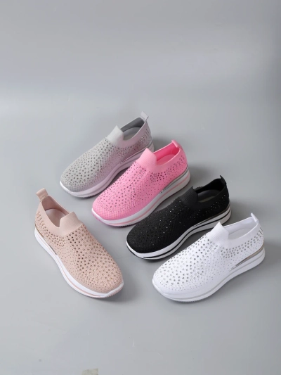 Royalfashion Damen Sport-Slipper mit Strass Ceromie