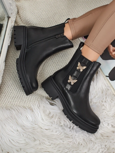 Öko-Leder Damenstiefeletten mit Schmetterlingen Bravelle