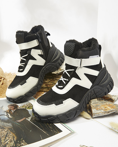 Schwarz-weiße isolierte Damen-Schneestiefel Okraja - Footwear