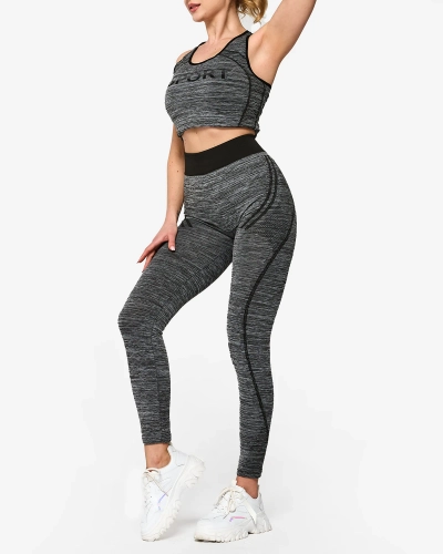 Graues Damen-Sport-Set mit schwarzen Einsätzen - Kleidung