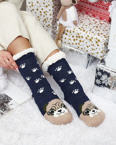 Rote Damensocken mit Weihnachtsmuster - Unterwäsche