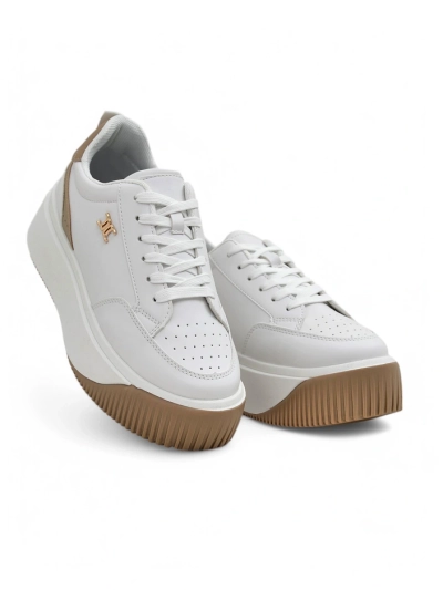 Arianna Bianco Damen Plateau-Sneakers aus Öko-Leder, 5 cm