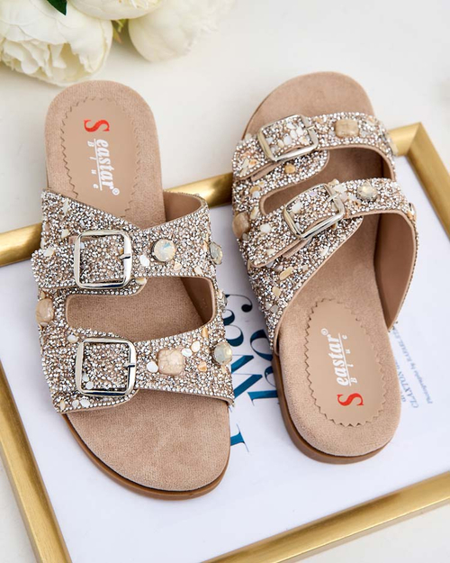 Royalfashion Жіночі шльопанці з пряжками та цирконами Monnas