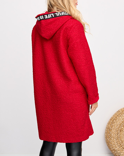 Kastanienbrauner Damenmantel mit Kapuze - Kleidung