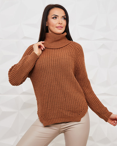 Royalfashion Camel Damen-Rollkragenpullover